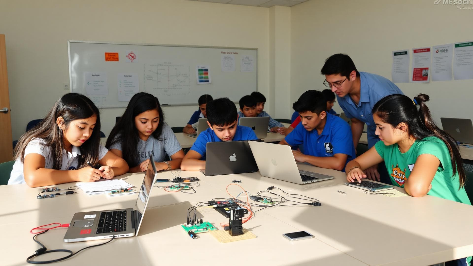 Estudiantes desarrollando proyectos STEM en el aula