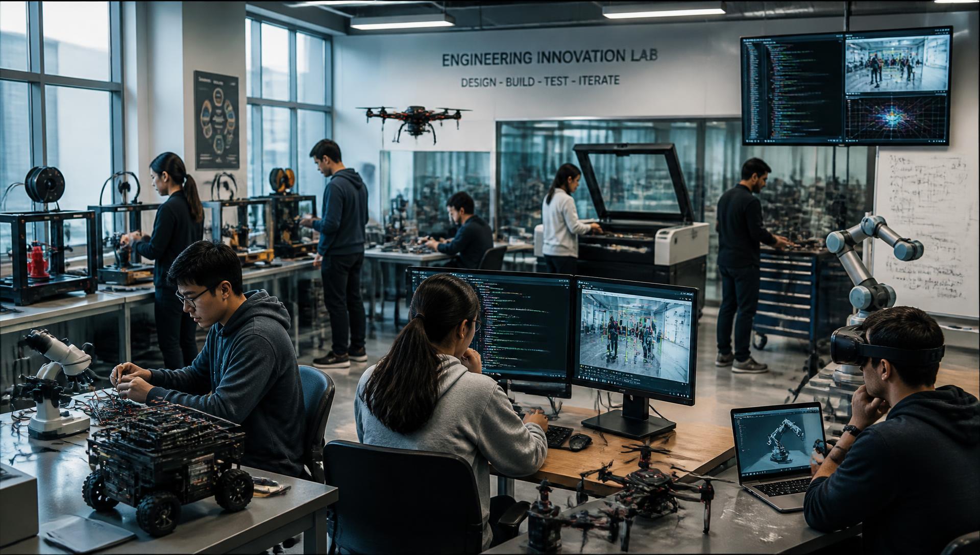 Laboratorio universitario de ingeniería con impresión 3D, PCB, visión artificial, robótica y drones